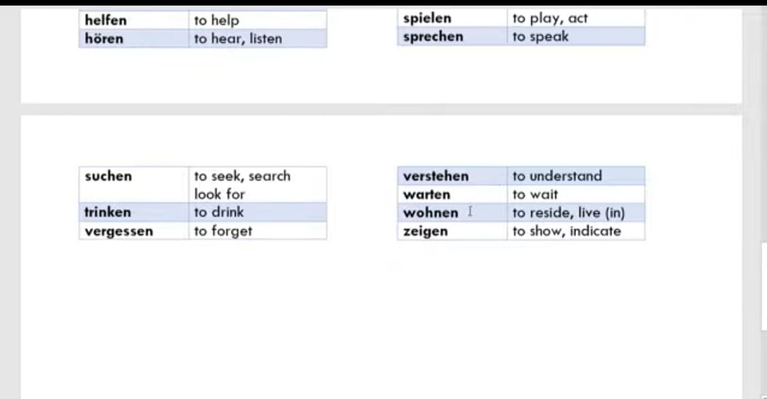 50 common German verbs - page 2